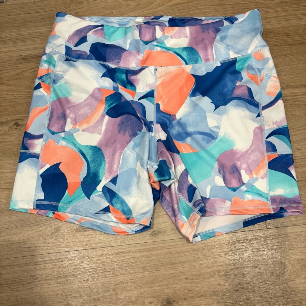 Ideology Marble Color Workout Plus Size Shorts 3X